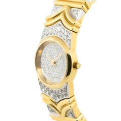 Ladies Yellow Gold Pave Diamond 18 Karat Watch In Stock