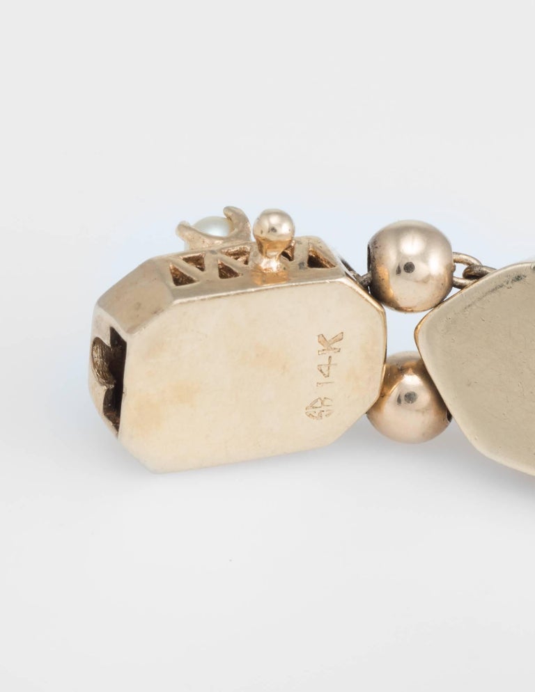 Ladies Yellow Gold Vintage Jewel Slide Bracelet Mechanical Wristwatch