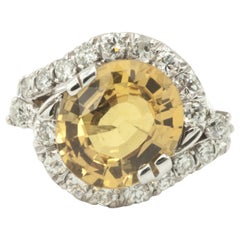 Ladies Yellow Sapphire and Diamond Ring