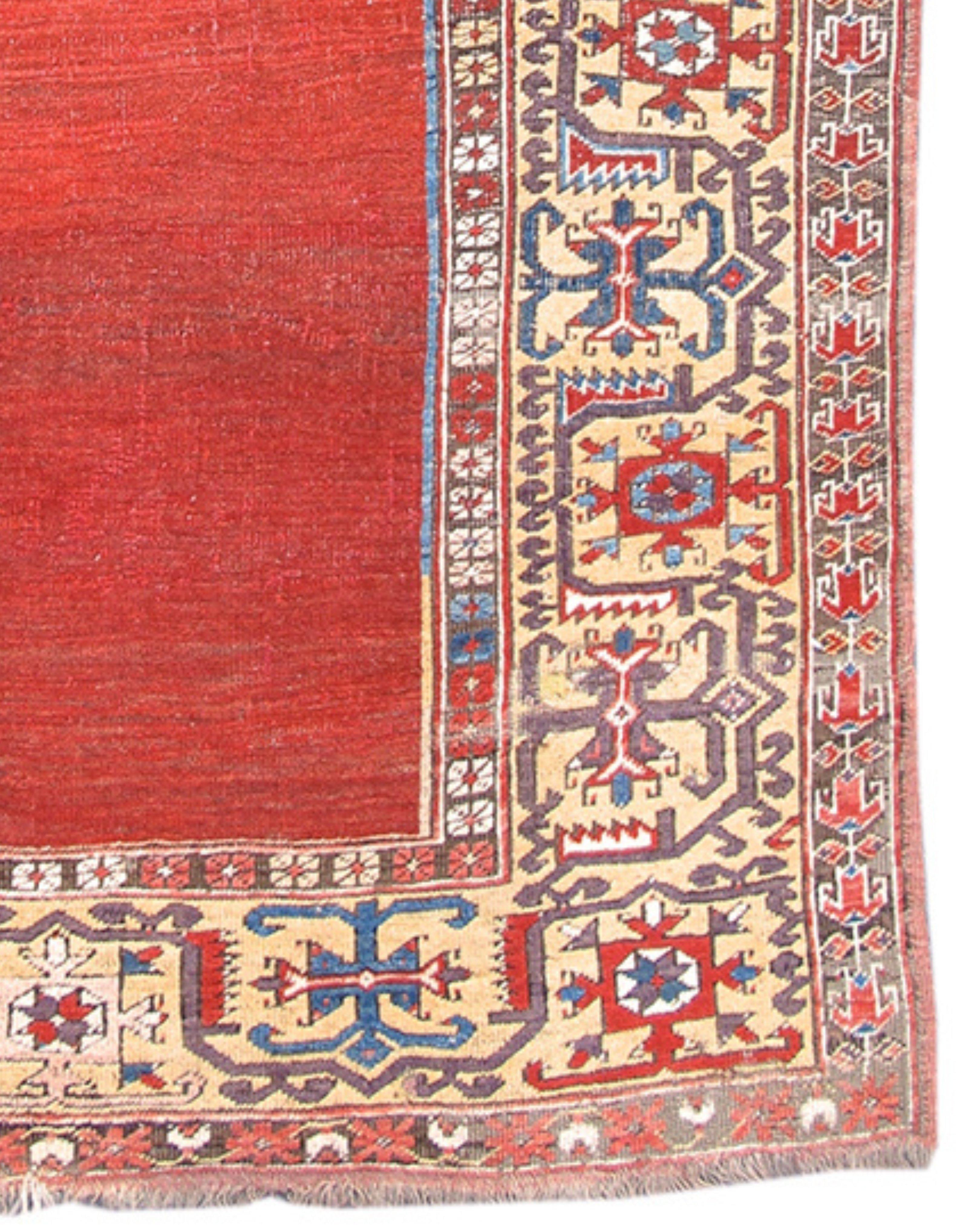Ladik Prayer Rug, circa 1800

Ladik prayer rugs from Central Anatolia are known for their distinctive depressed warp weave and repertoire of design combined with prized Anatolian saturated color. A classic crenelated mihrab niche is drawn with a