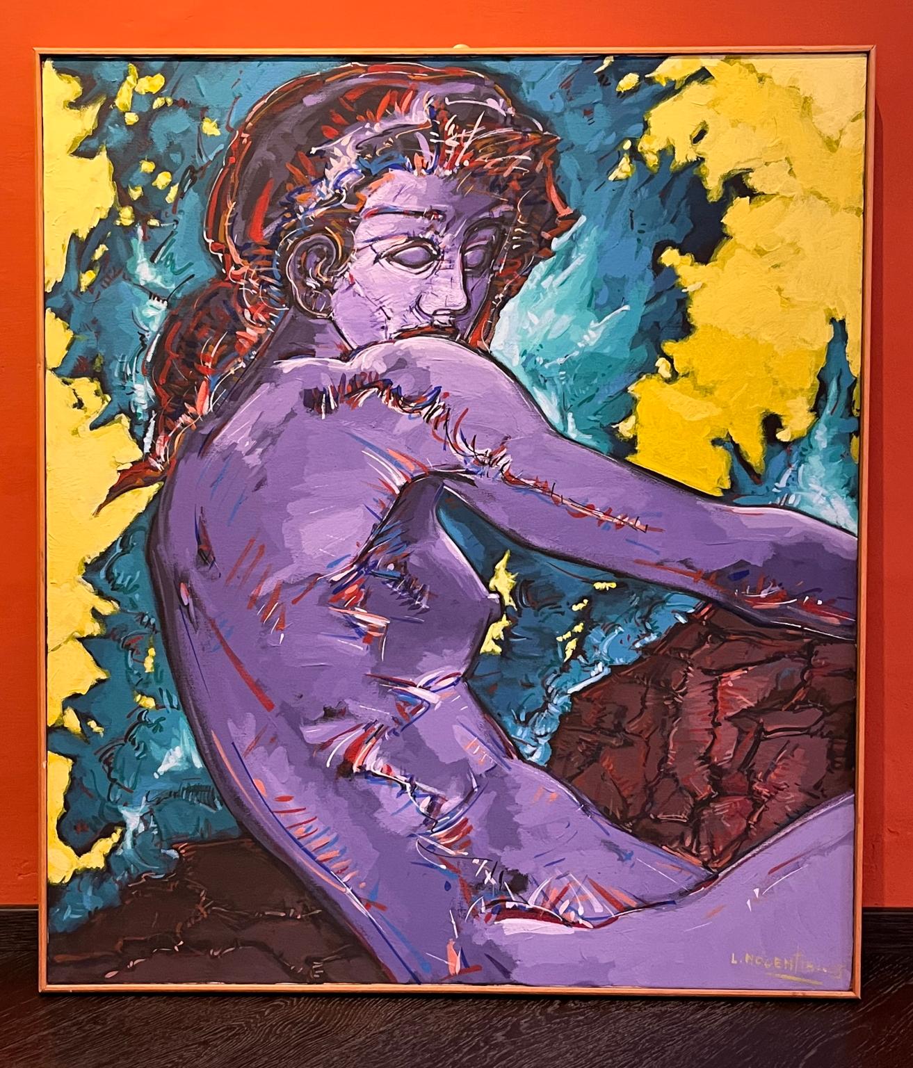 Italienischer Florentiner figurativer Expressionismus, weiblicher Akt, Acryl auf Leinwand, 21. Jahrhundert – Painting von Ladislao Nocentini