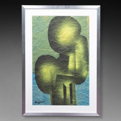 Ladislas Kijno : « composition abstraite », signé - technique mixte/ papier froissé