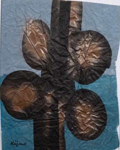 Ladislas Kijno : « composition abstraite », signé - technique mixte/ papier froissé