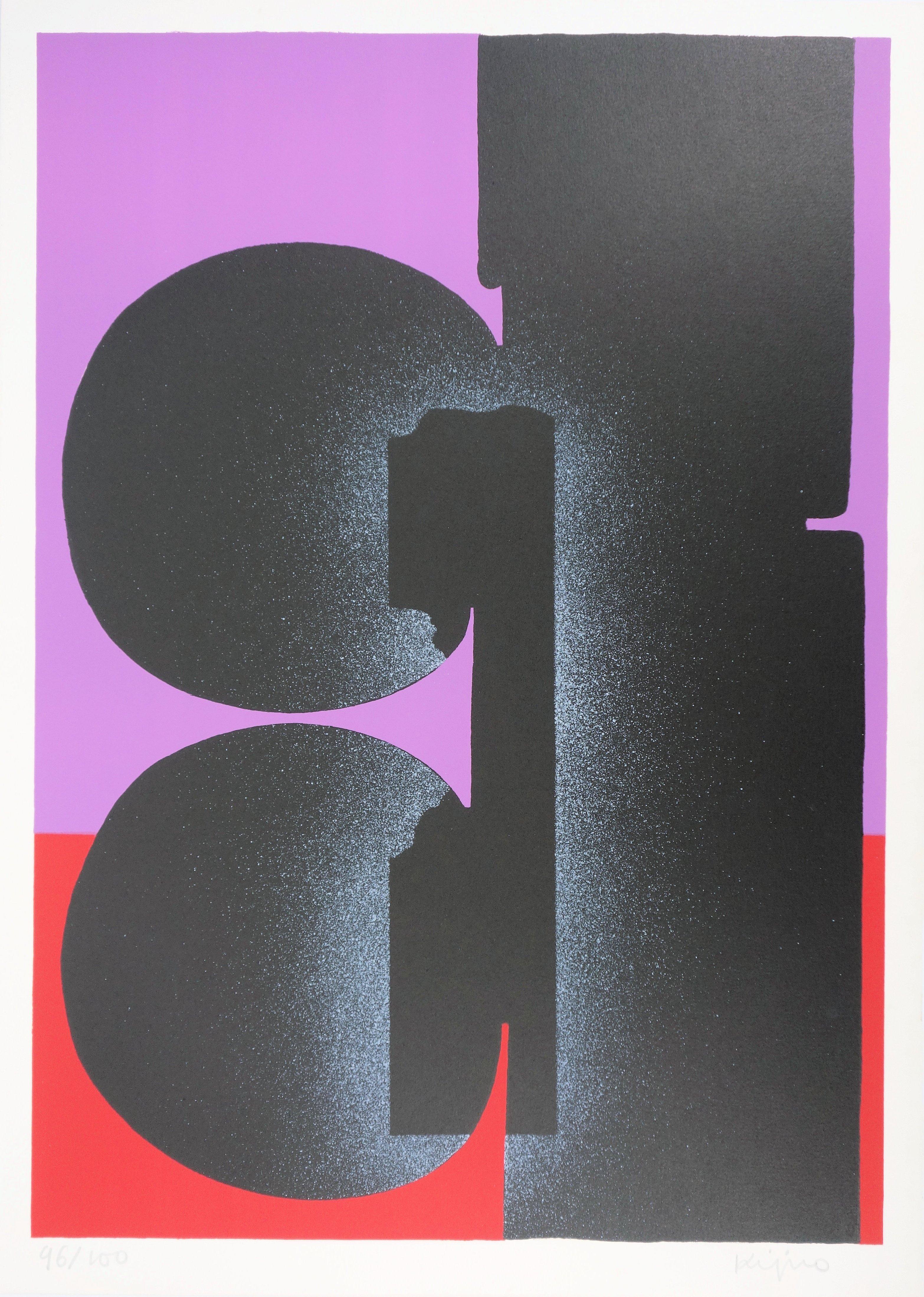Abstrakte abstrakte Komposition - Original handsignierte Lithographie - 100 ex