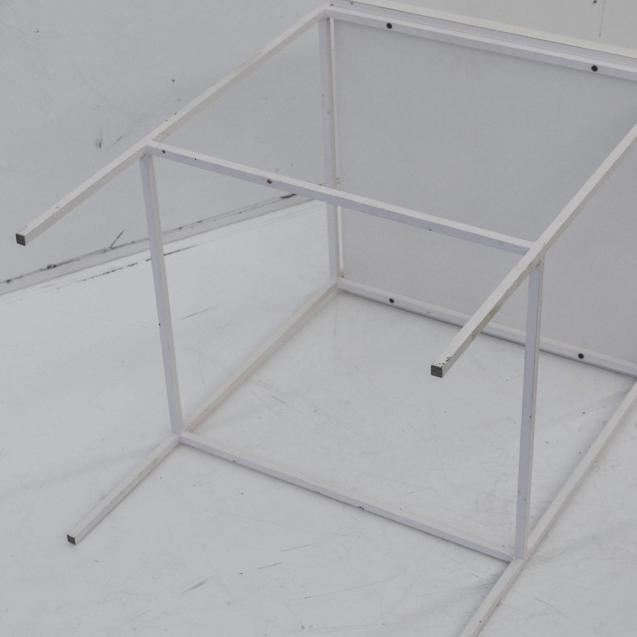Mid-Century Modern Ladislav Rado White enameled Steel Modern Side Table, 1955, Knoll and Drake For Sale