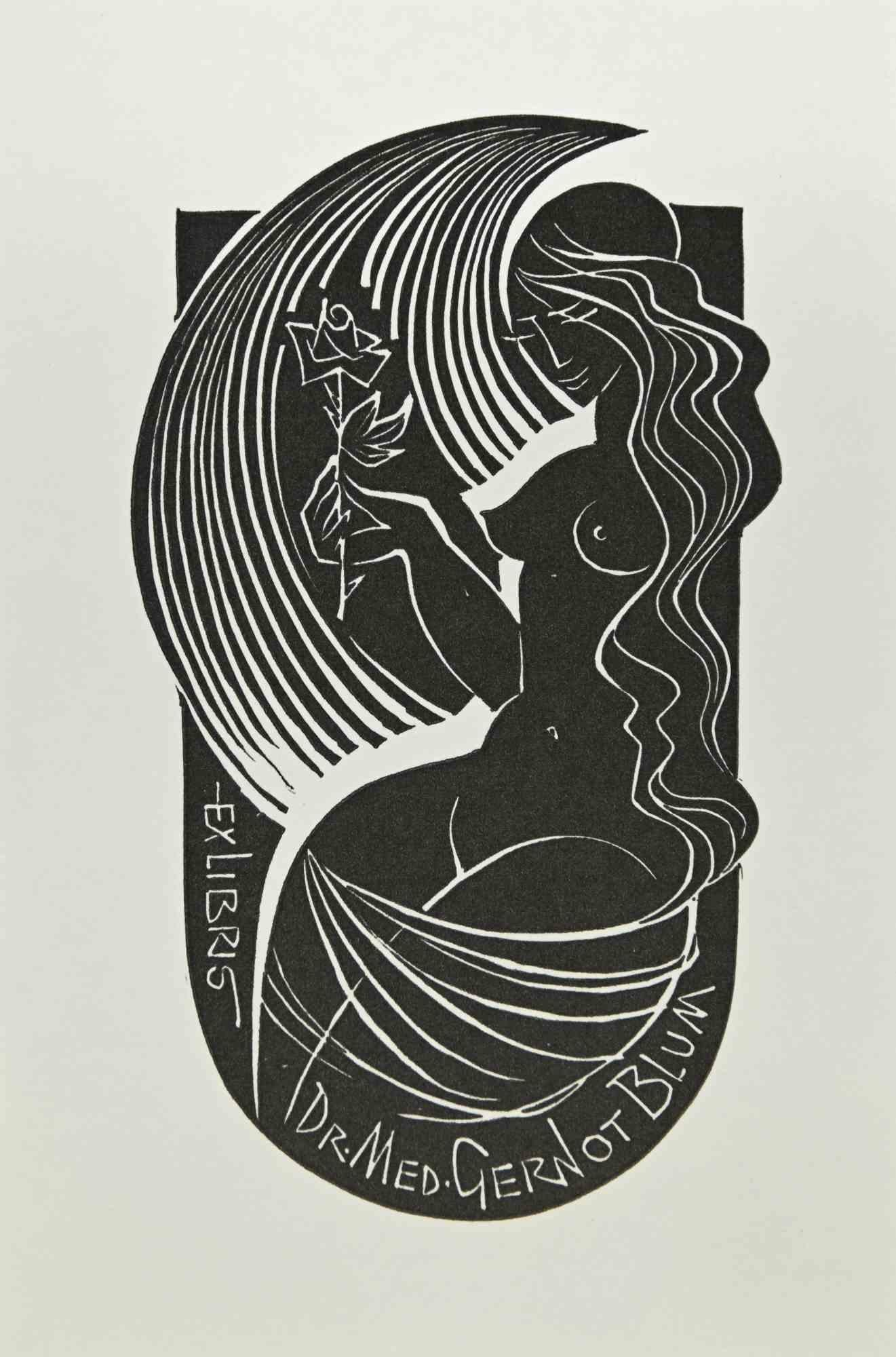 Ex Libris - Dr. Med. Gernot Blum is an Artwork realized in 1980 by the Czech Artist Ladislav Rusek (1927-2012)

Woodcut print on paper.

Good conditions.

The artist wants to define a well-balanced composition, through preciseness and congruous