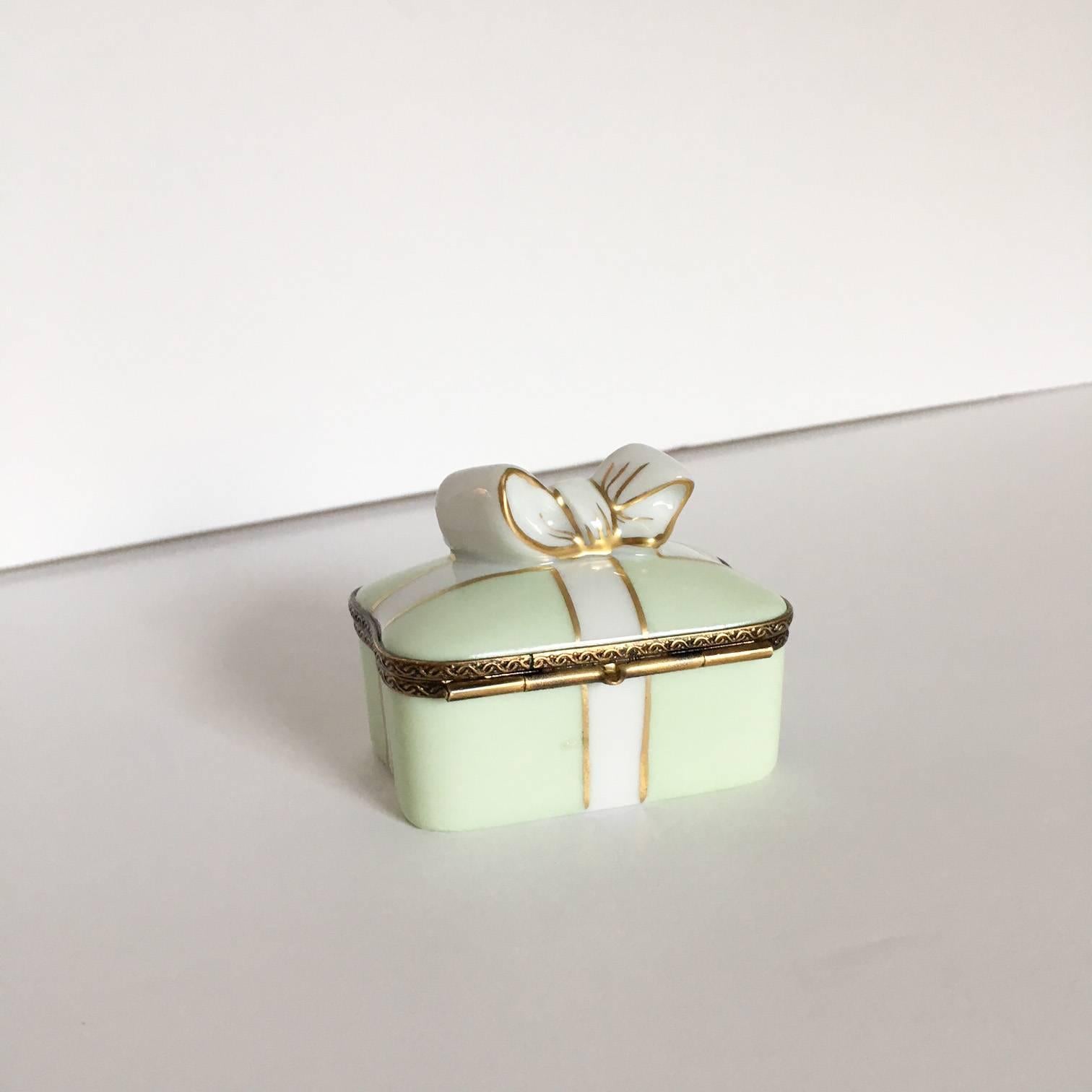 French Provincial Laduree Green Limoges Box with Bow