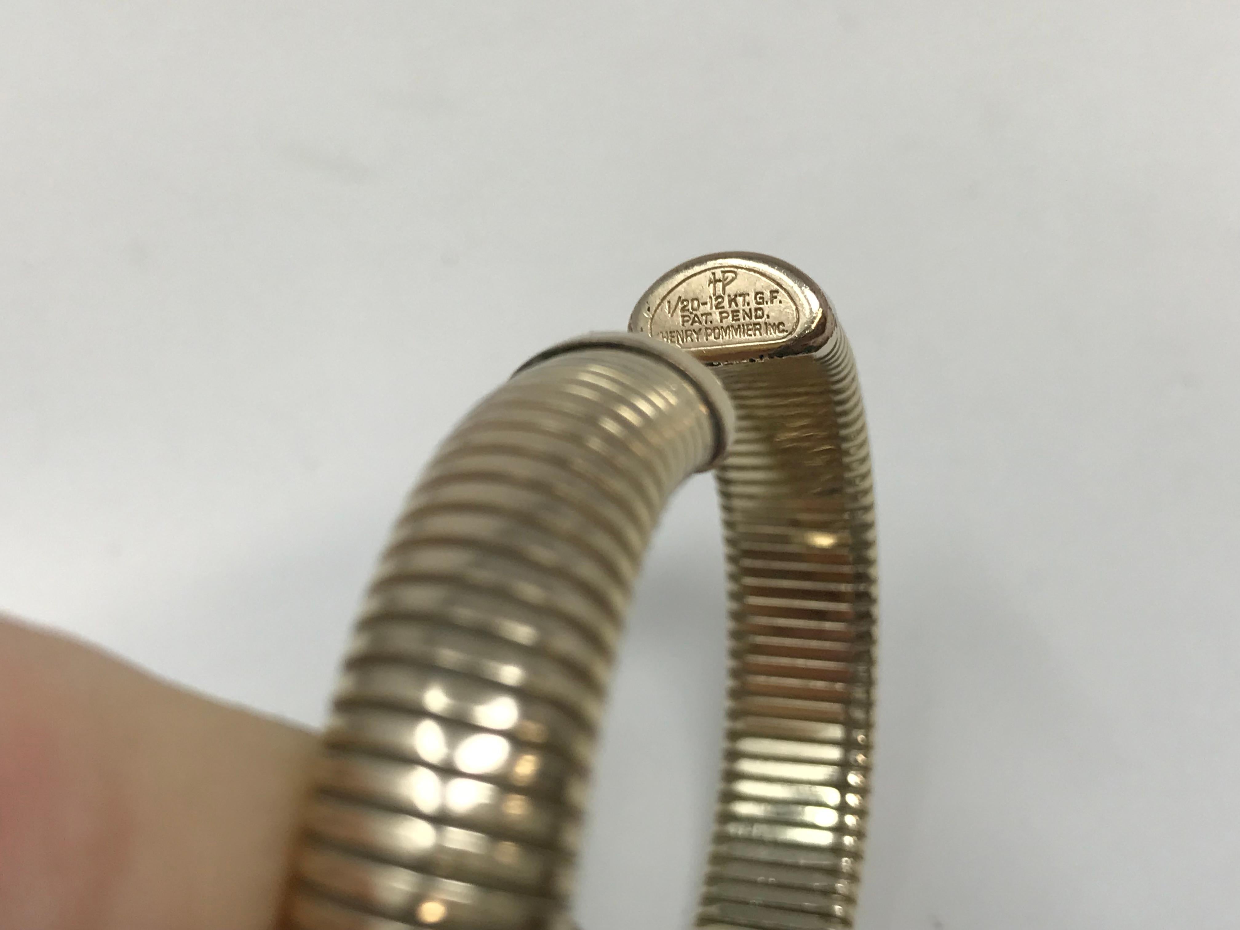 Lady 1940 Kent Watch 12k GF Henry Pommier Coil Bracelet In Fair Condition For Sale In Montreal, QC