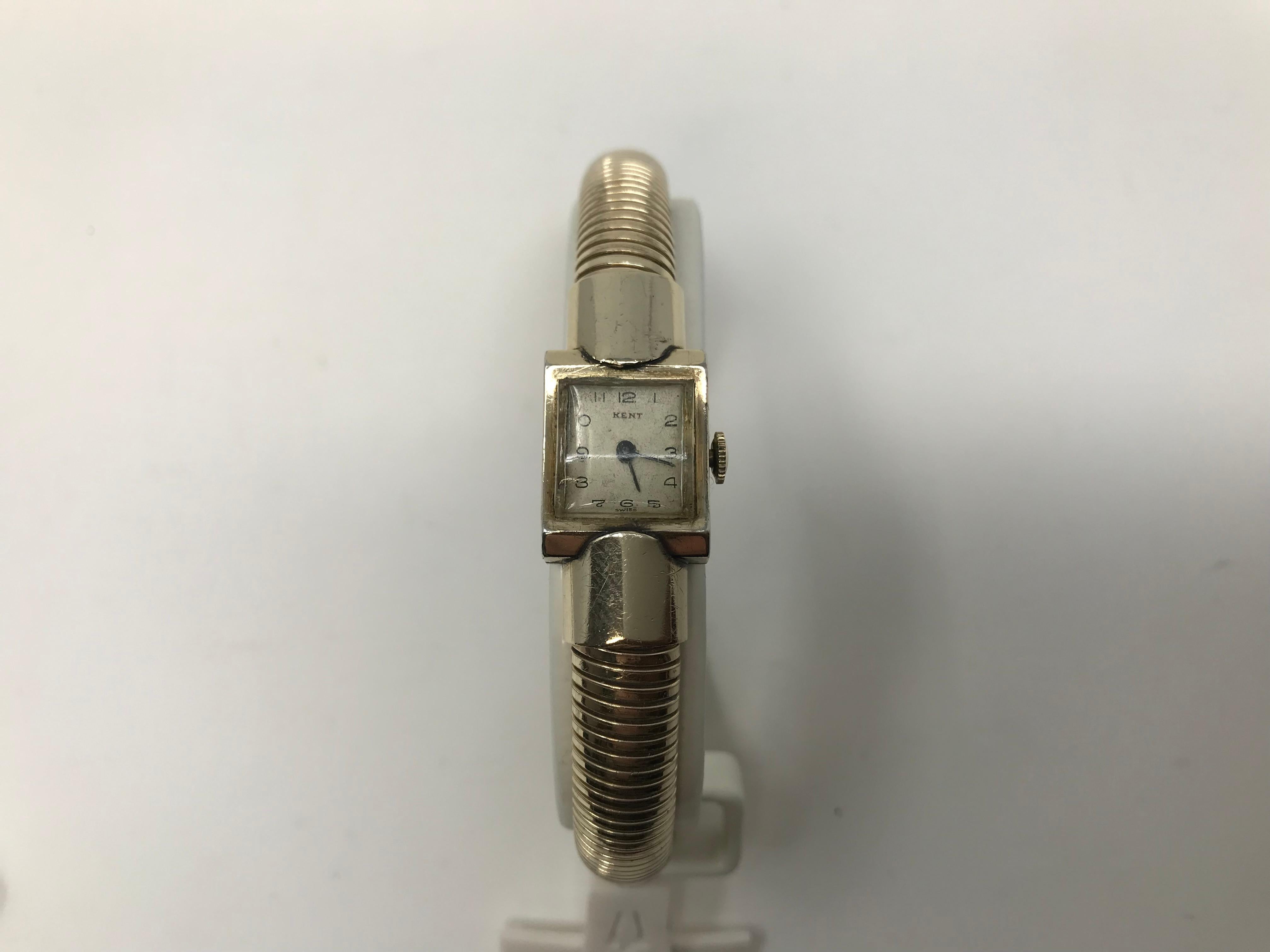 Lady 1940 Kent Watch 12k GF Henry Pommier Coil Bracelet For Sale 1