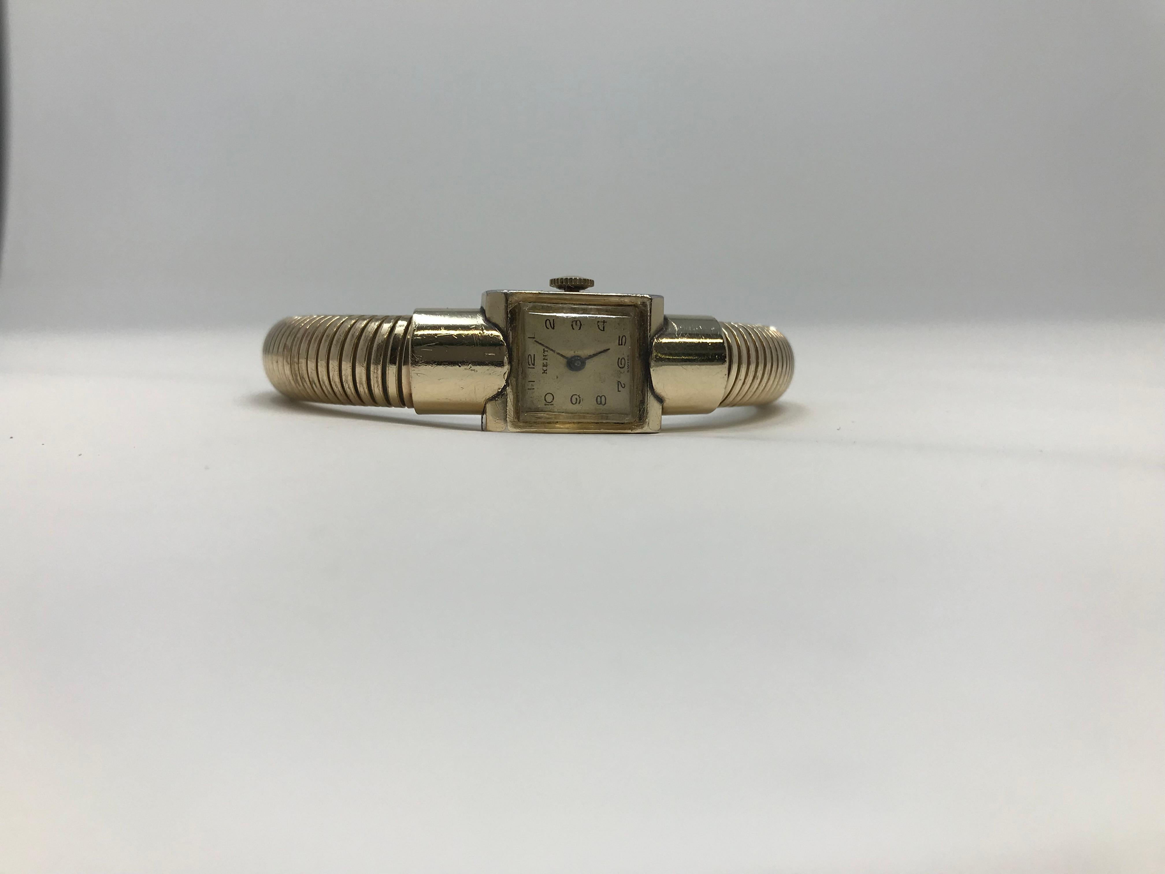 Lady 1940 Kent Watch 12k GF Henry Pommier Coil Bracelet For Sale 2