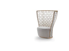 Lady B Armchair in White Leather with Gold Frame by Busnelli