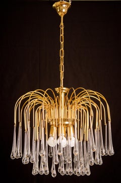 Lady Barbara, Murano Chandelier White Drops, Venini Style, 1970s