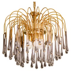 Lady Barbara, lampadario di Murano a gocce bianche, stile Venini, anni '70