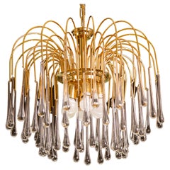 Lady Barbara, Murano Chandelier White Drops, Venini Style, 1970s