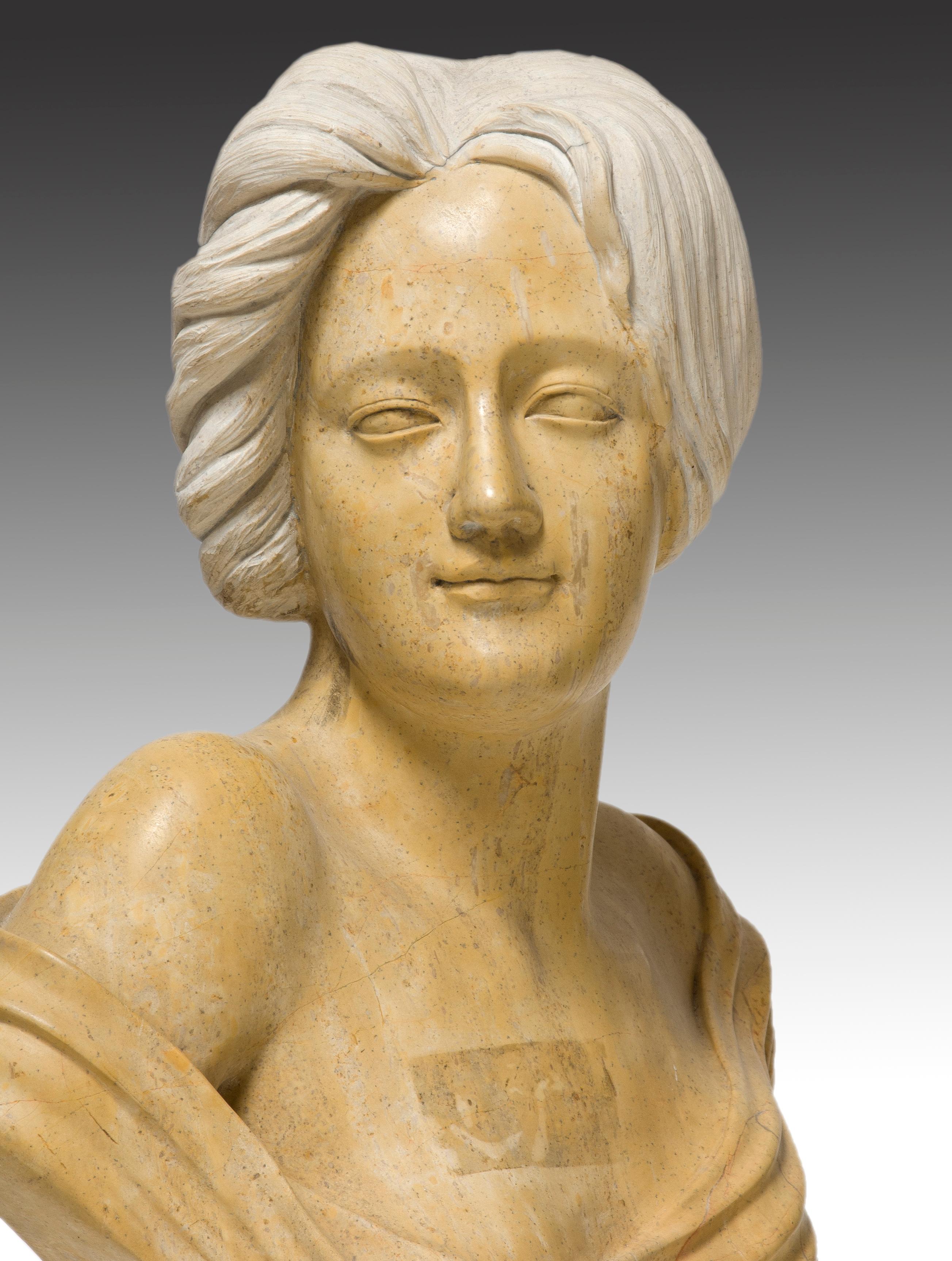 European Lady Bust. Marble. After Art Nouveau Models