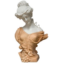 Vintage Lady Bust, Marble, after circa 1900 Models from French Art Nouveau