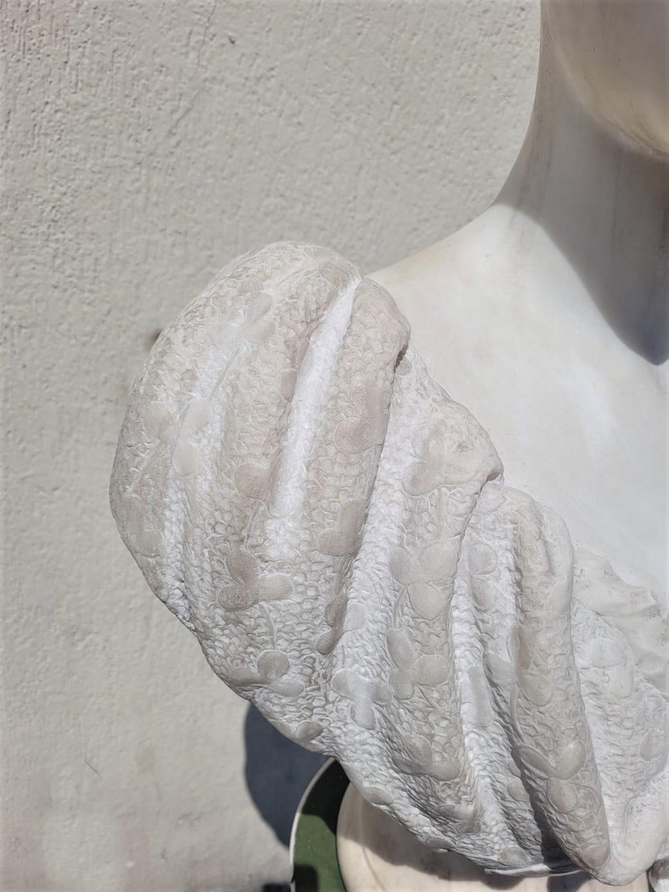 Lady Bust, White Marble Signed Waldo Story, Rome 1894 For Sale 11