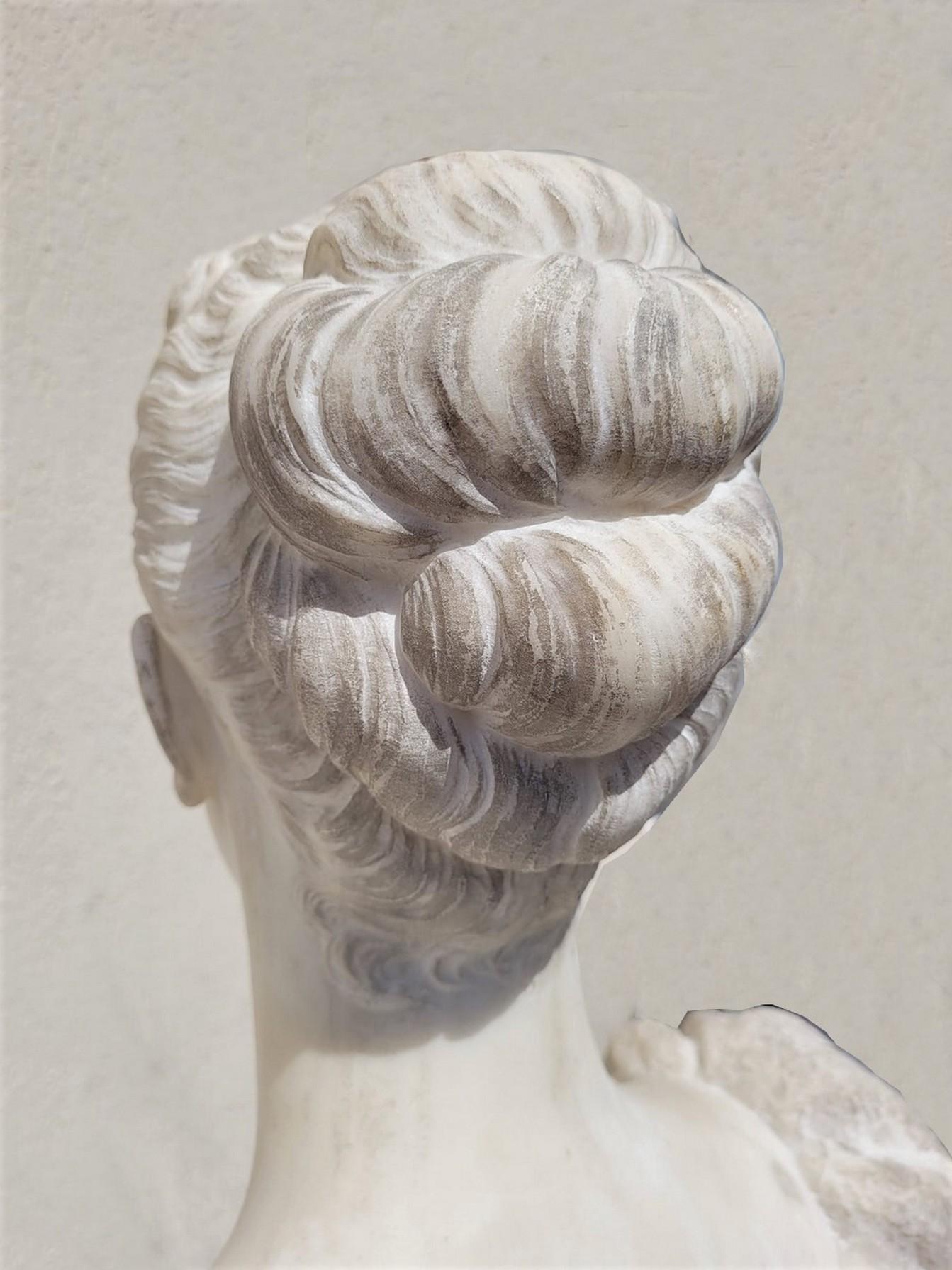19th Century Lady Bust, White Marble Signed Waldo Story, Rome 1894 For Sale