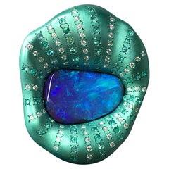 "Lady Carezza" Ring With Australian Opal, Paraiba Tourmaline and Diamonds
