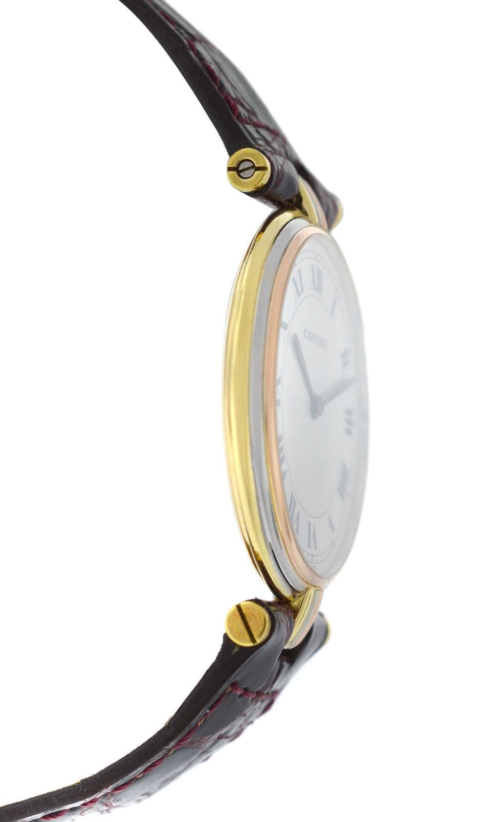 Modern Lady Cartier Trinity Vendome Paris 18 Karat Yellow White Rose Gold Quartz Watch