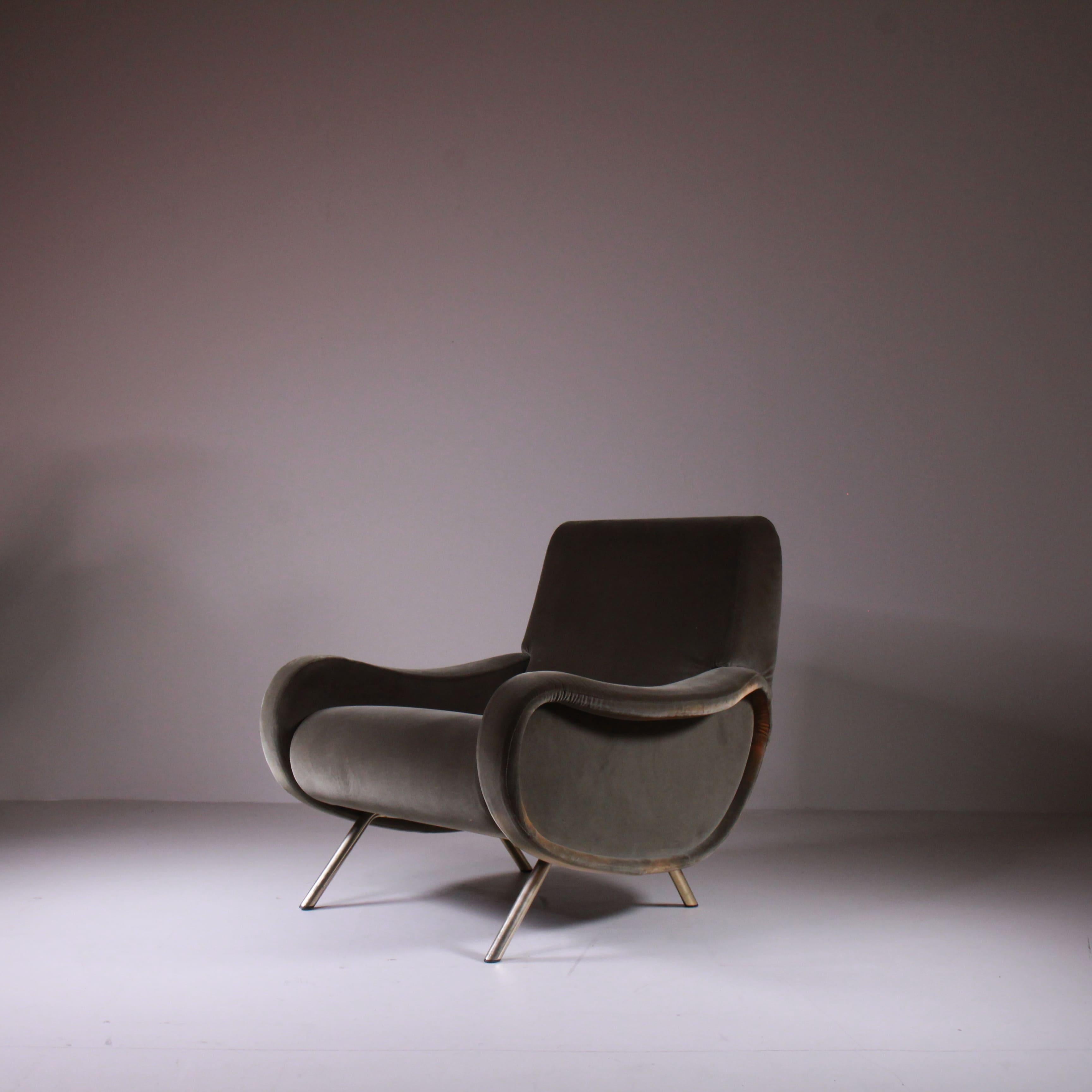 Fauteuil Lady en velours vert de Marco Zanuso pour Arflex Bon état - En vente à Milano, Lombardia