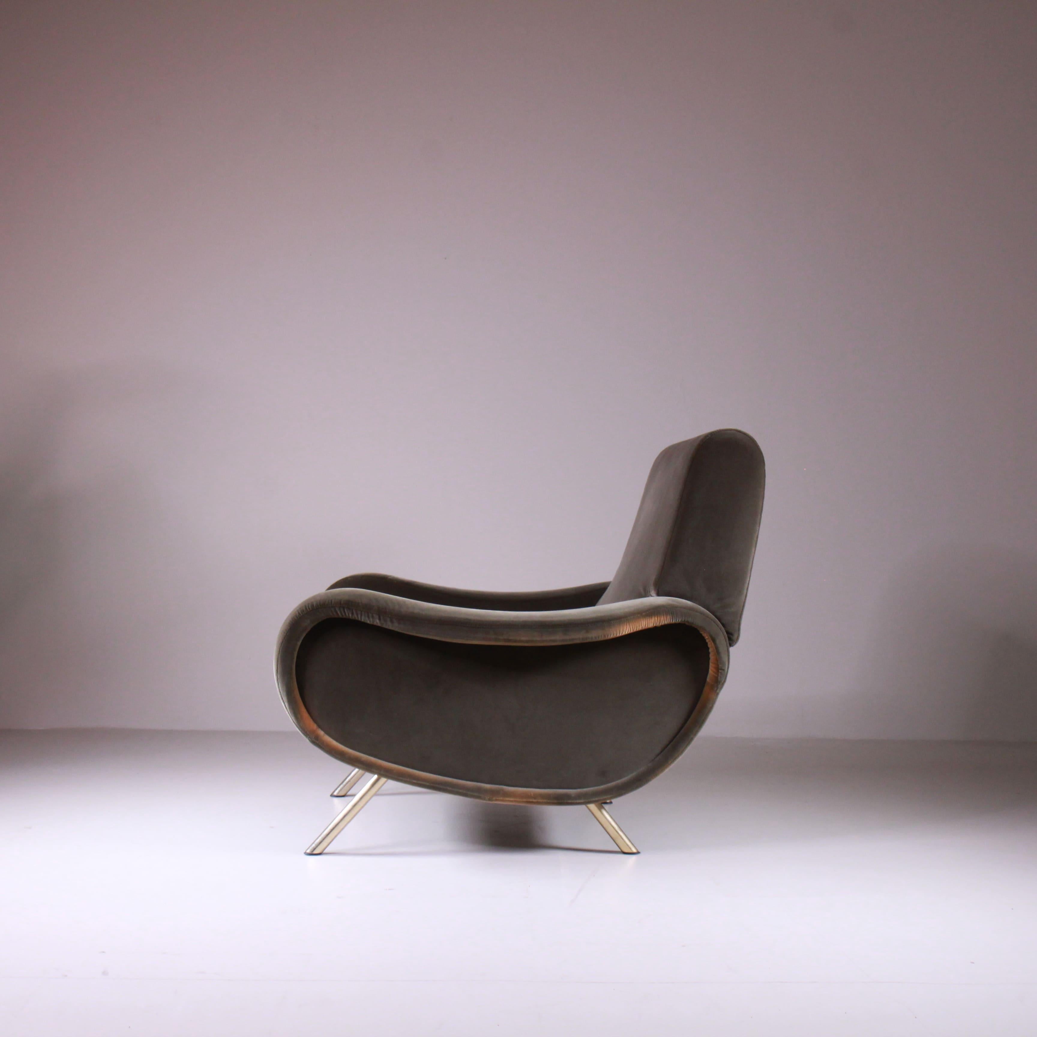 Velours Fauteuil Lady en velours vert de Marco Zanuso pour Arflex en vente