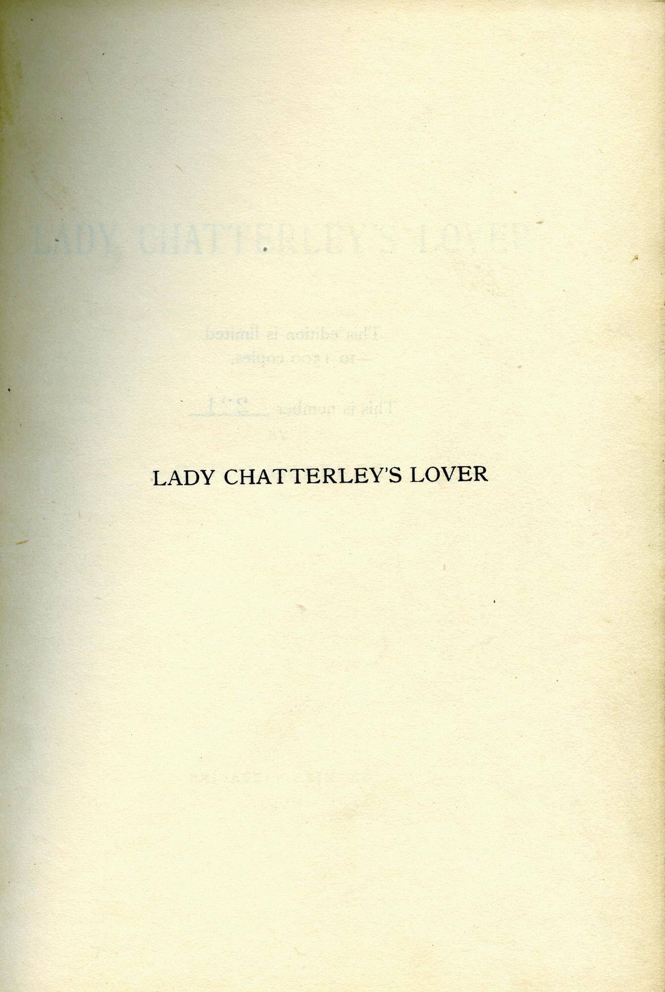 Lady Chatterly's Lover de D.H. Lawrence - ÉditionIRATE en vente 3