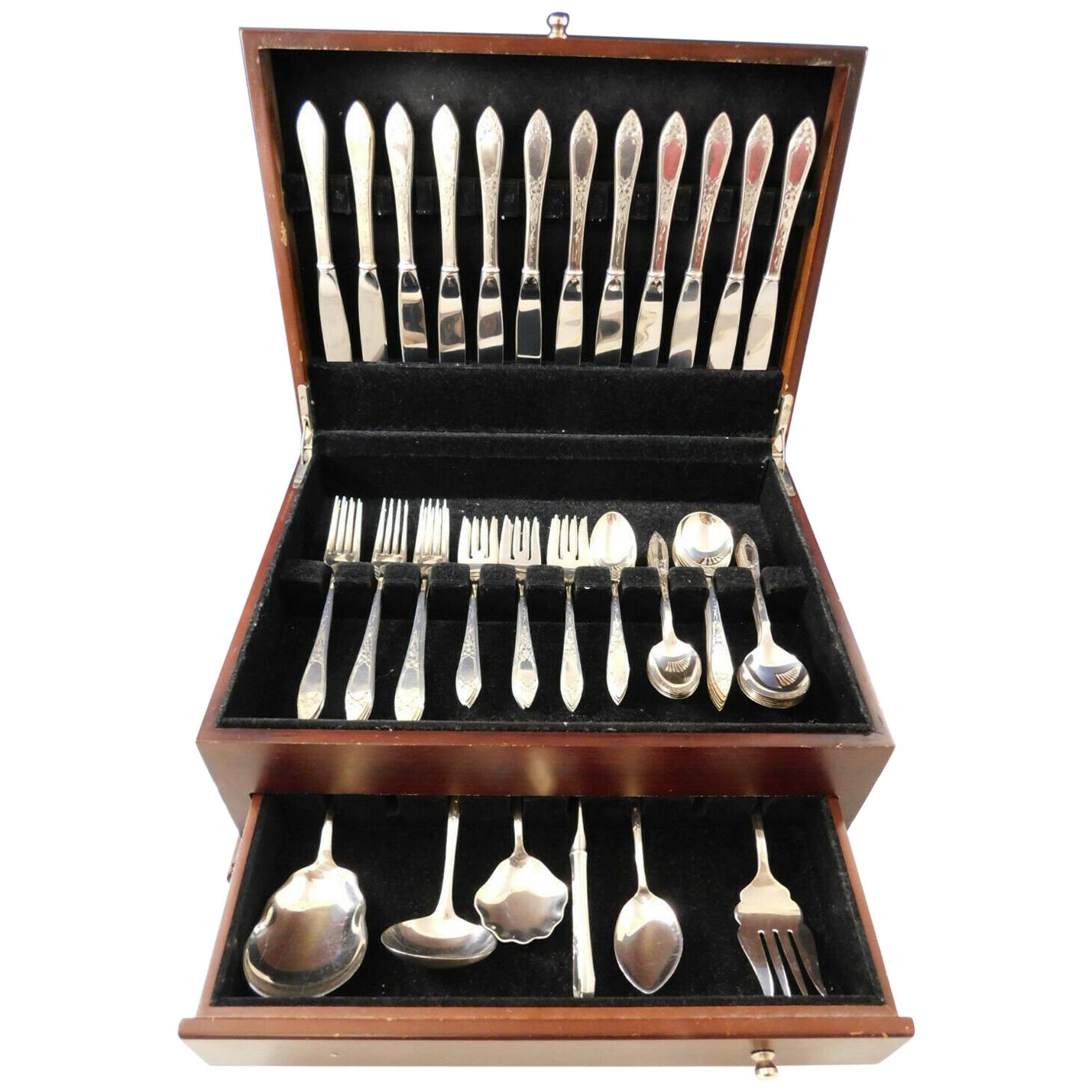 Lady Claire by Stieff Set di posate in argento sterling per 12 persone Servizio 66 pezzi