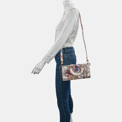 Lady D-Joy Medium Bird and Flower Embroidery Calfskin Leather