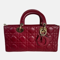 Lady D-Joy Medium Handbag Burgundy Lambskin Cannage Leather, 2016