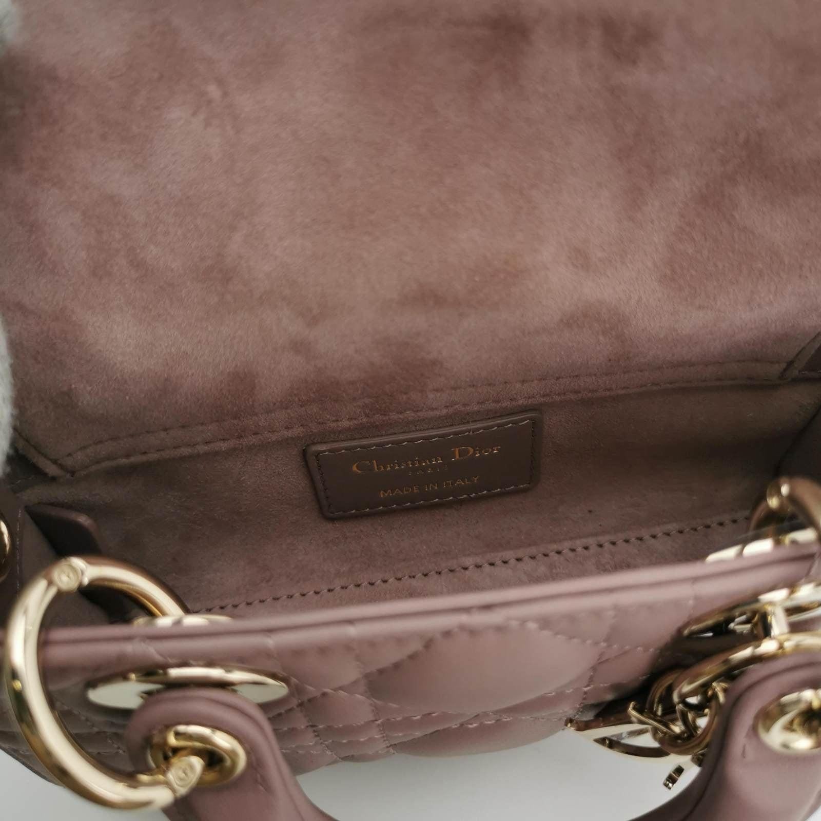 Lady D-Joy Micro Handbag Dark Nude Beige Lambskin Cannage Leather No Strap 1