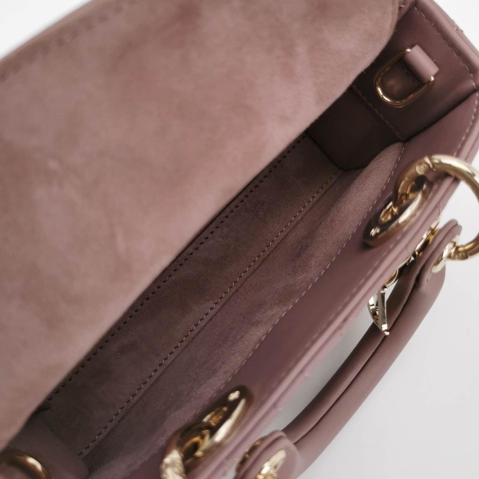 Lady D-Joy Micro Handbag Dark Nude Beige Lambskin Cannage Leather No Strap 2