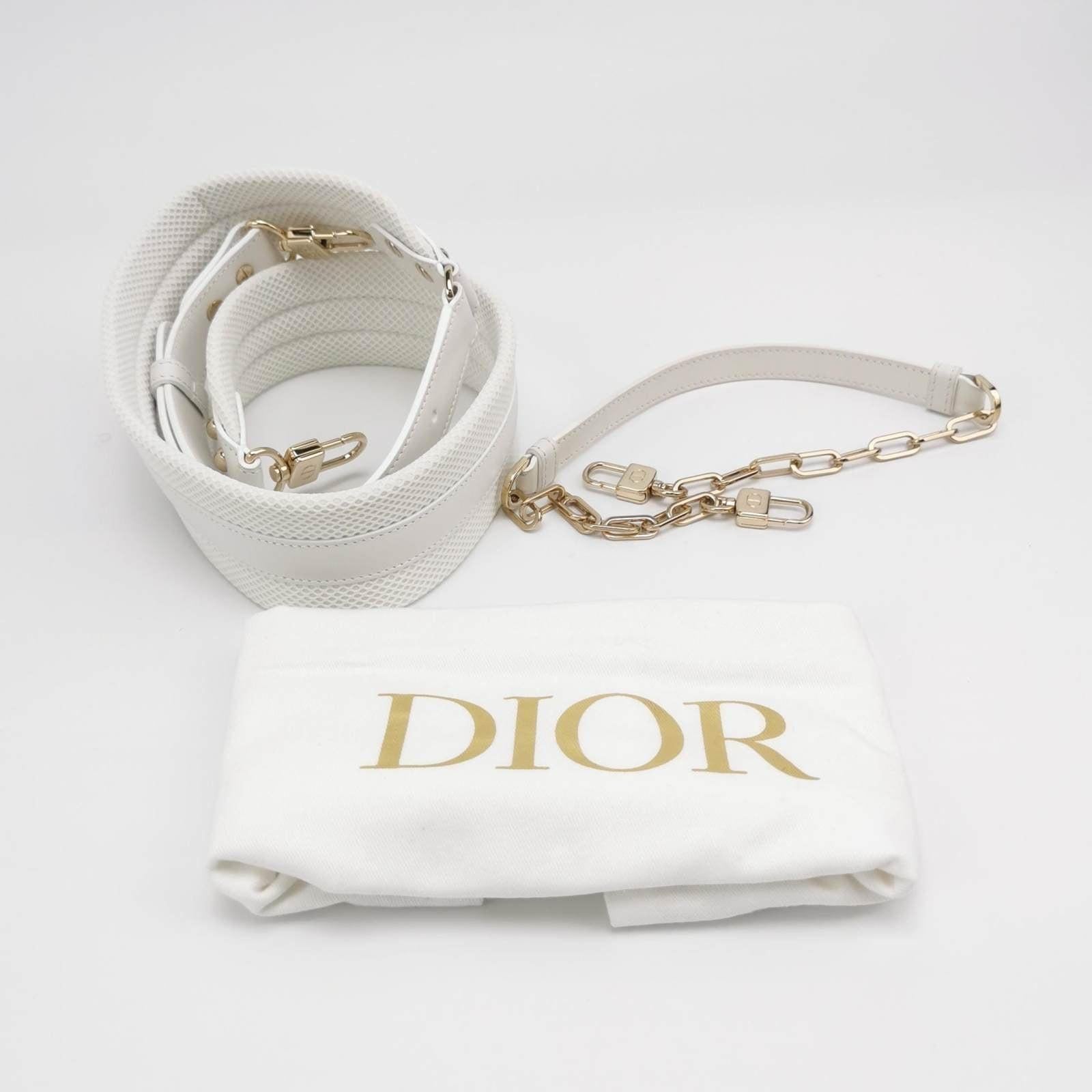 Lady D-Joy Mini Handbag Microcannage Technical Fabric White with Two Straps 11