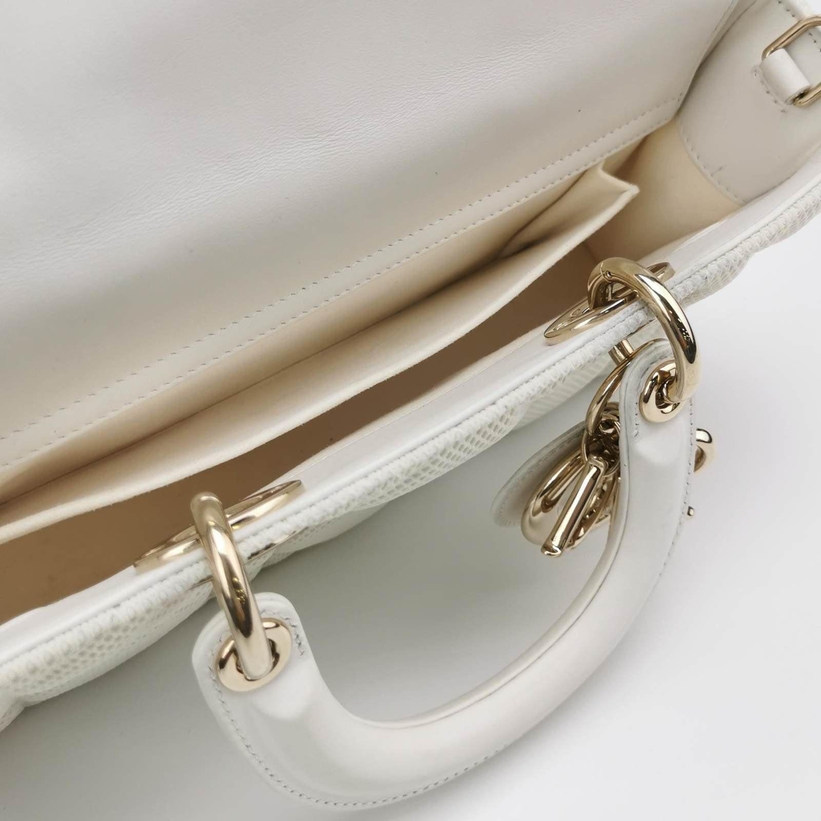 Women's Lady D-Joy Mini Handbag Microcannage Technical Fabric White with Two Straps