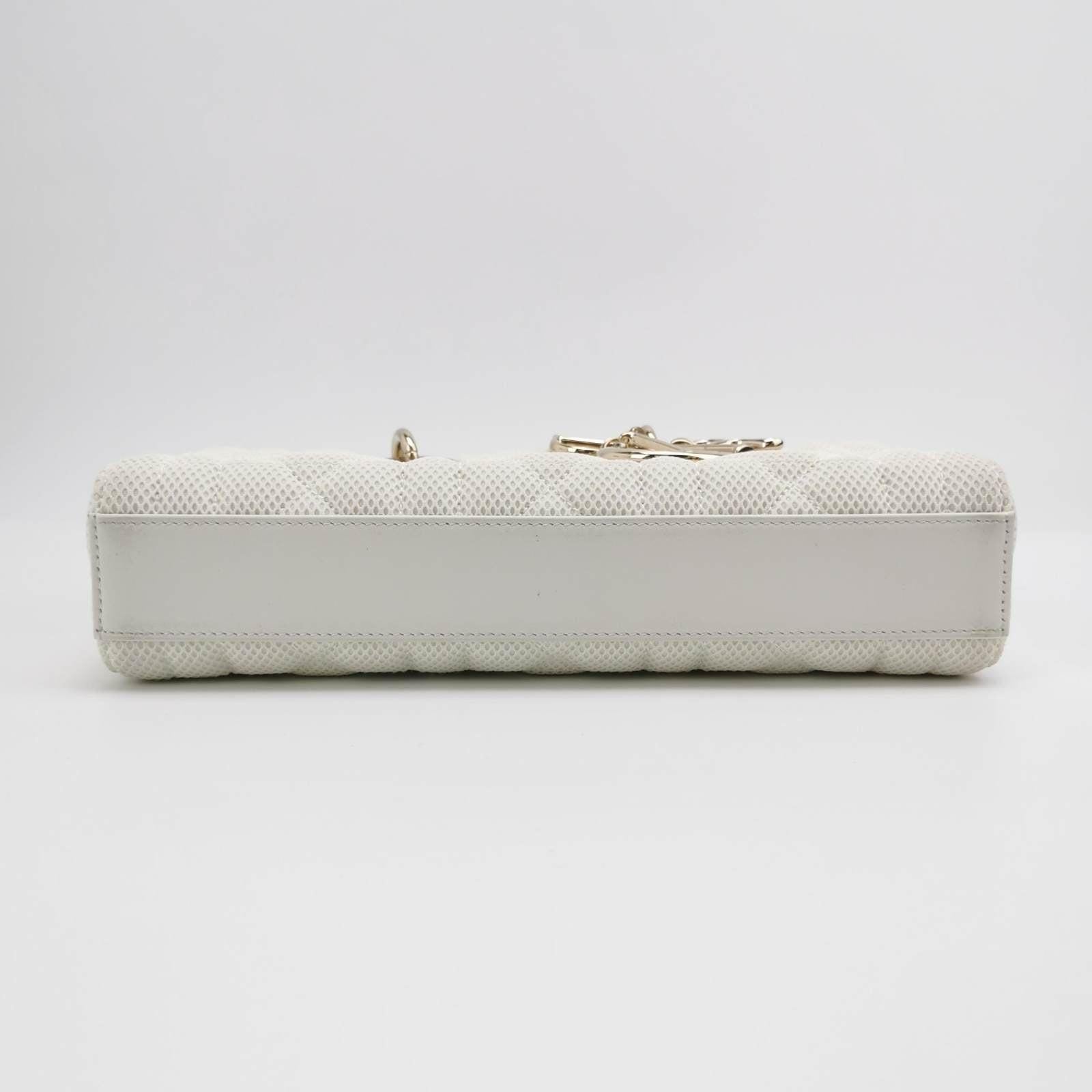 Lady D-Joy Mini Handbag Microcannage Technical Fabric White with Two Straps 1