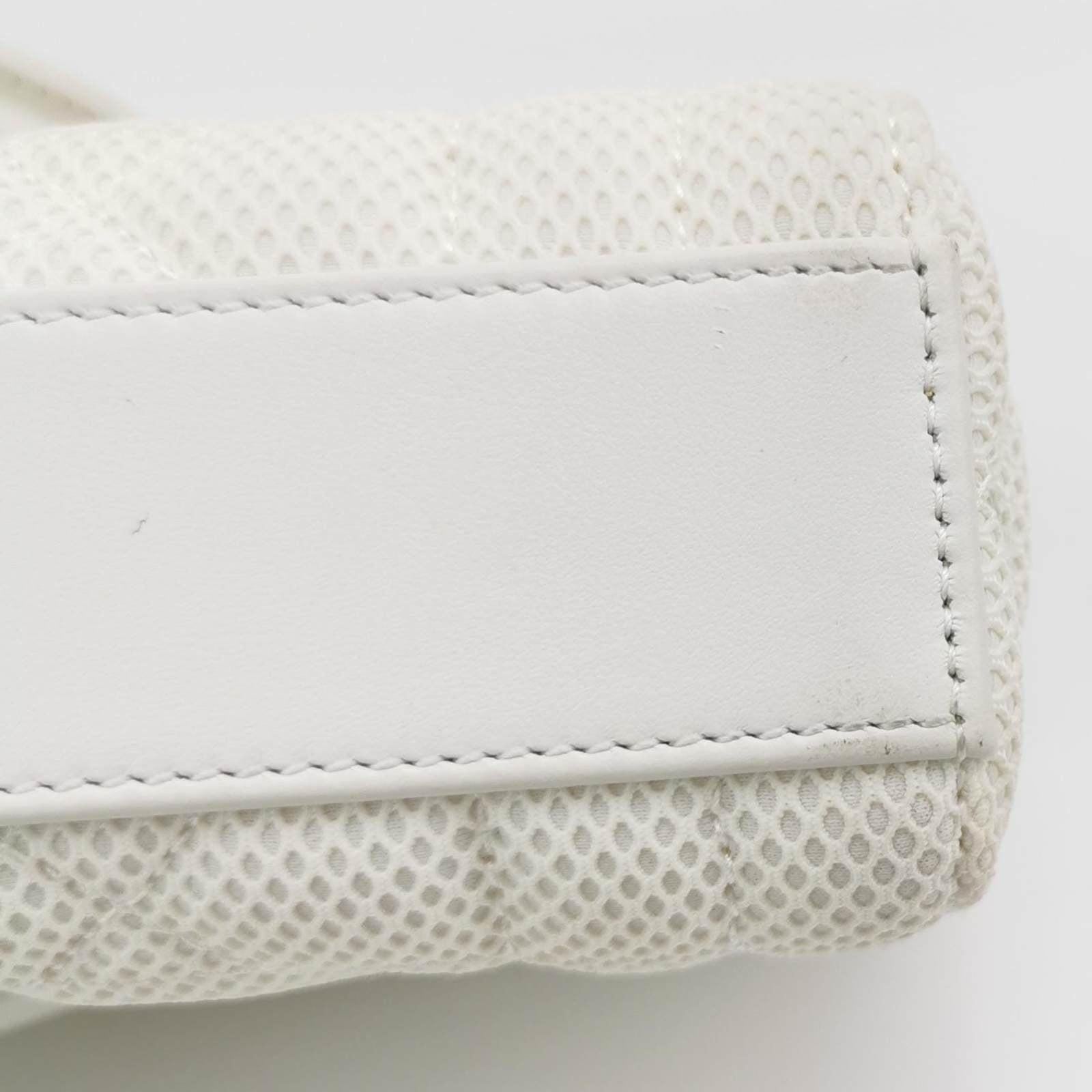 Lady D-Joy Mini Handbag Microcannage Technical Fabric White with Two Straps 4