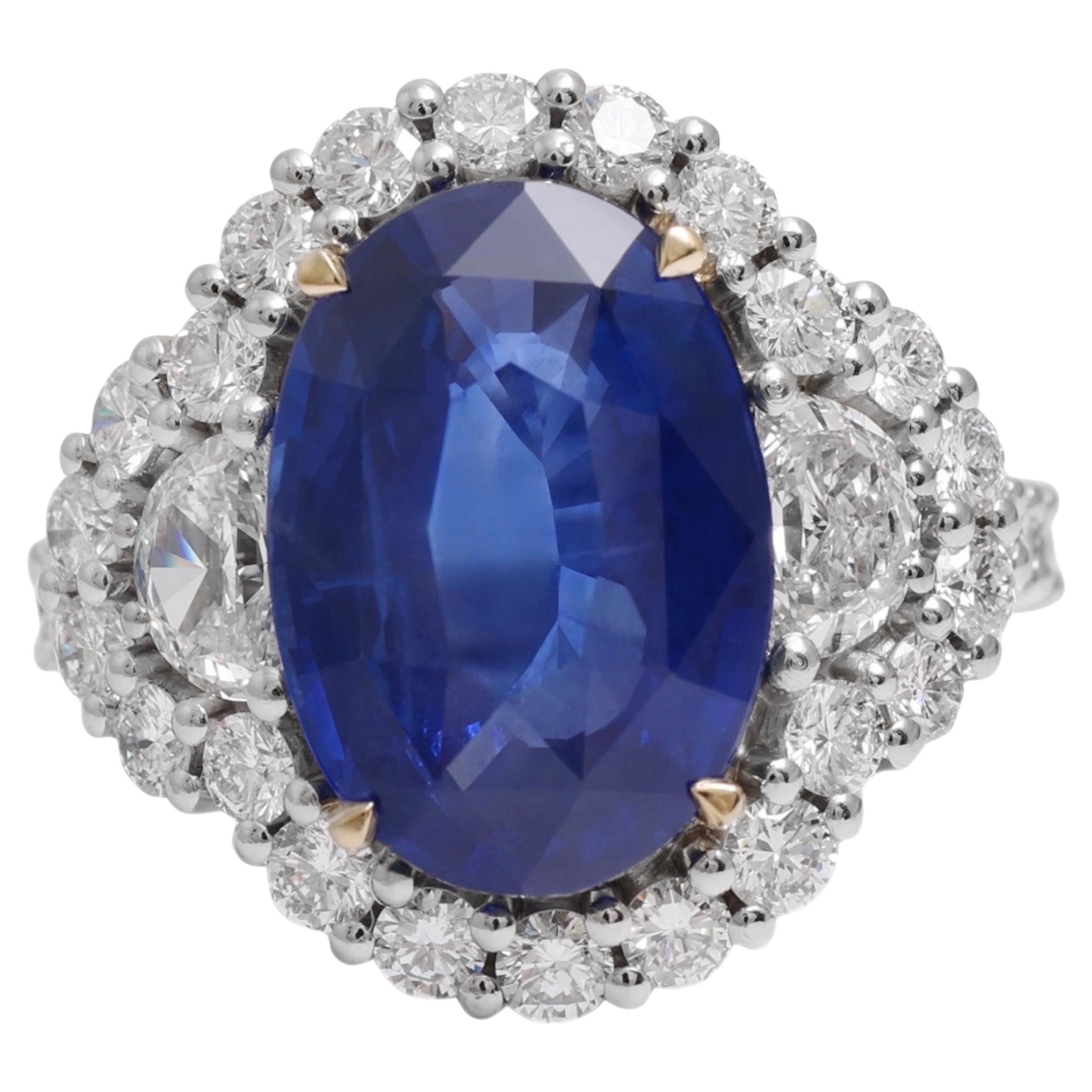 Lady Di Platinum Ring with 9.02ct Ceylon Sapphire & 2.42ct Diamonds For Sale