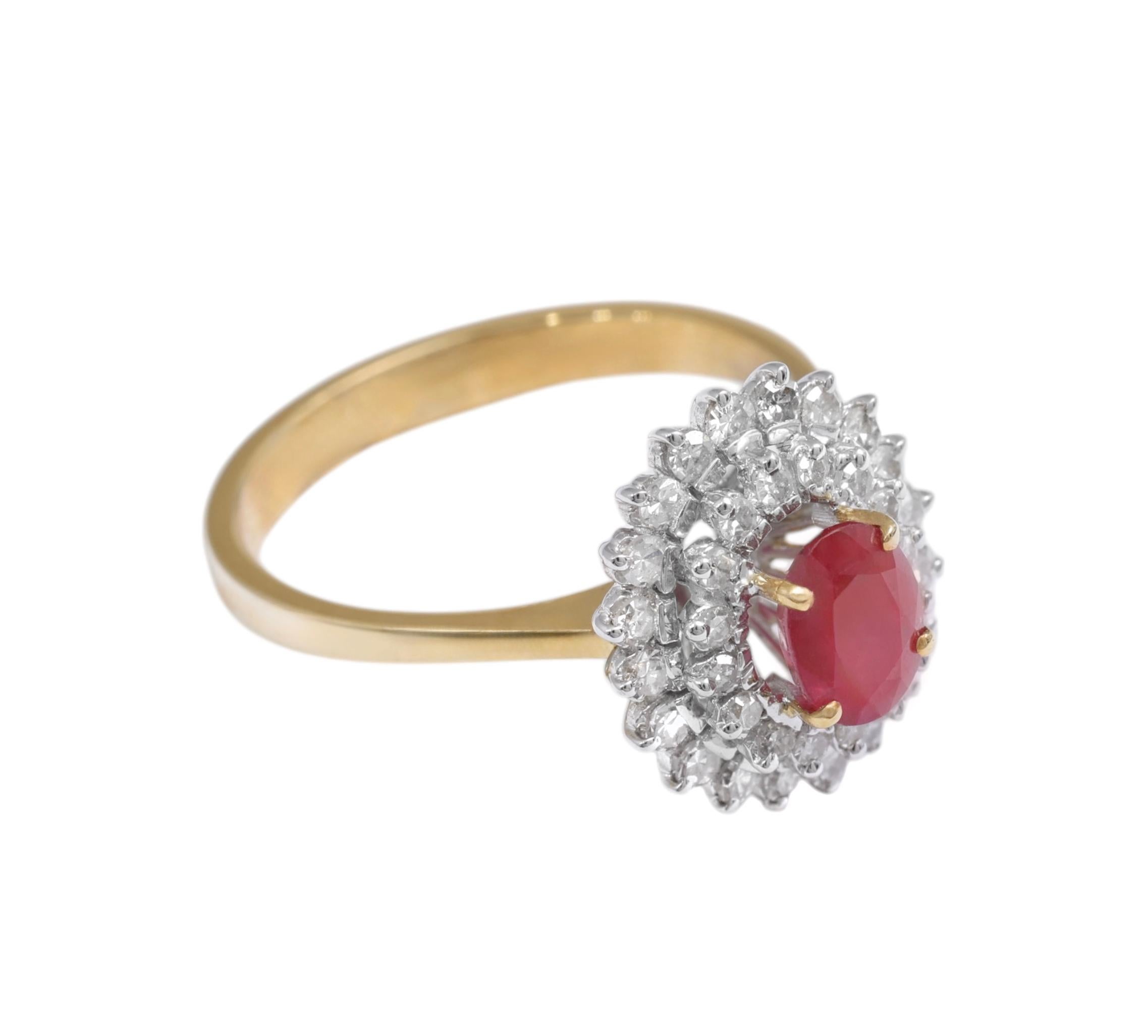 Contemporary Lady Di Ruby & Diamond Ring For Sale