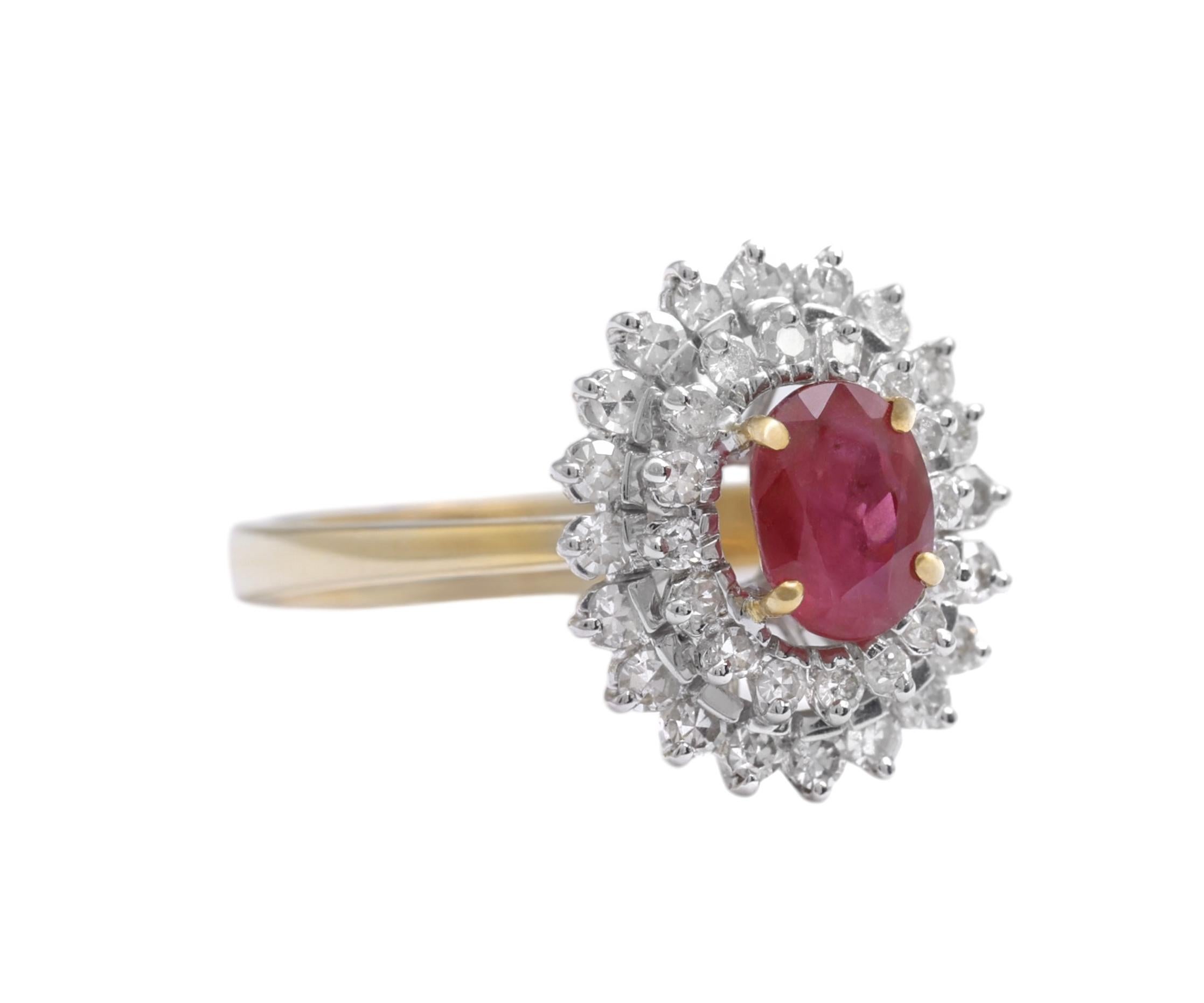 Oval Cut Lady Di Ruby & Diamond Ring For Sale
