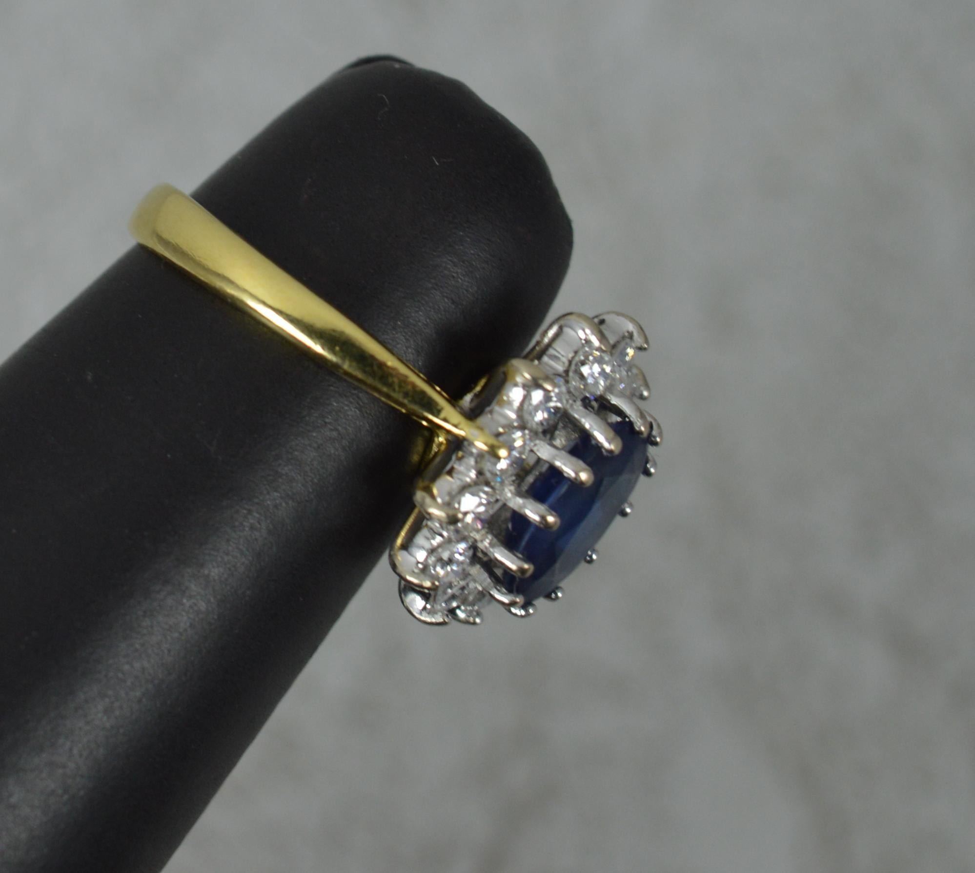 Lady Diana Blue Sapphire and 0.7ct Diamond 18ct Gold Cluster Ring 1