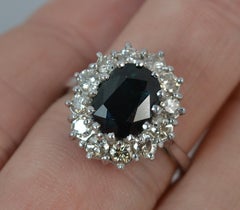 Lady Diana Design 18 Carat White Gold Sapphire and 1 Carat Diamond Cluster Ring