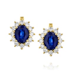 Boucles d'oreilles Lady Diana saphir et diamant