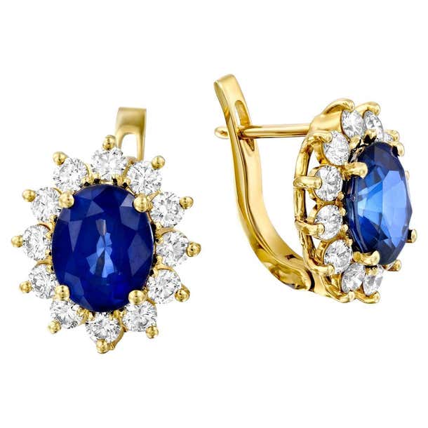 Lady Ear Rings Lady Diana Sapphire Diamond Earrings For Sale at 1stDibs