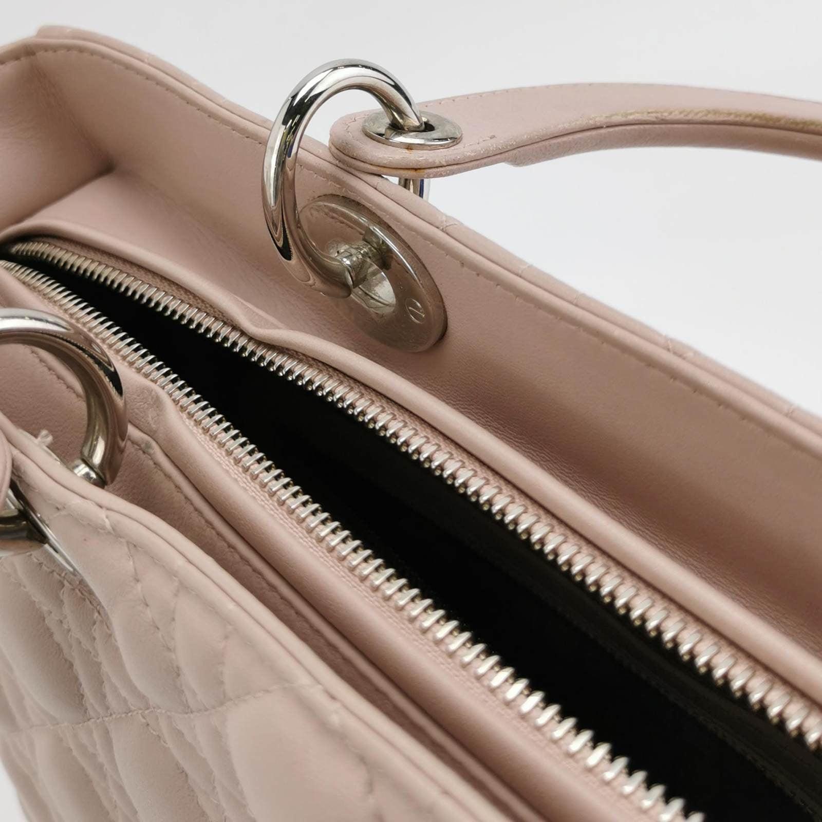 Lady Dior 2012 Large Bag Pink Lambskin Cannage Leather For Sale 5