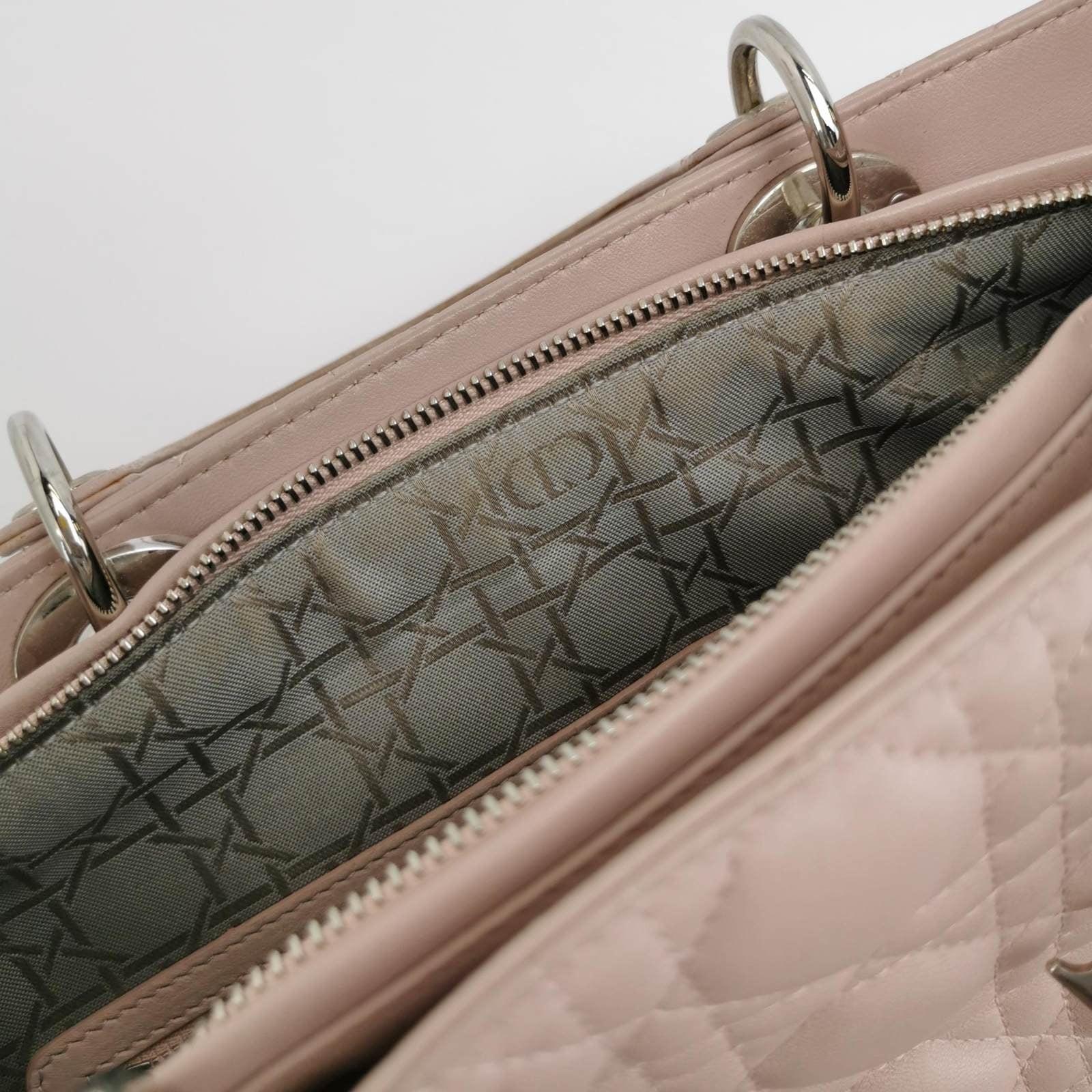 Lady Dior 2012 Large Bag Pink Lambskin Cannage Leather For Sale 9