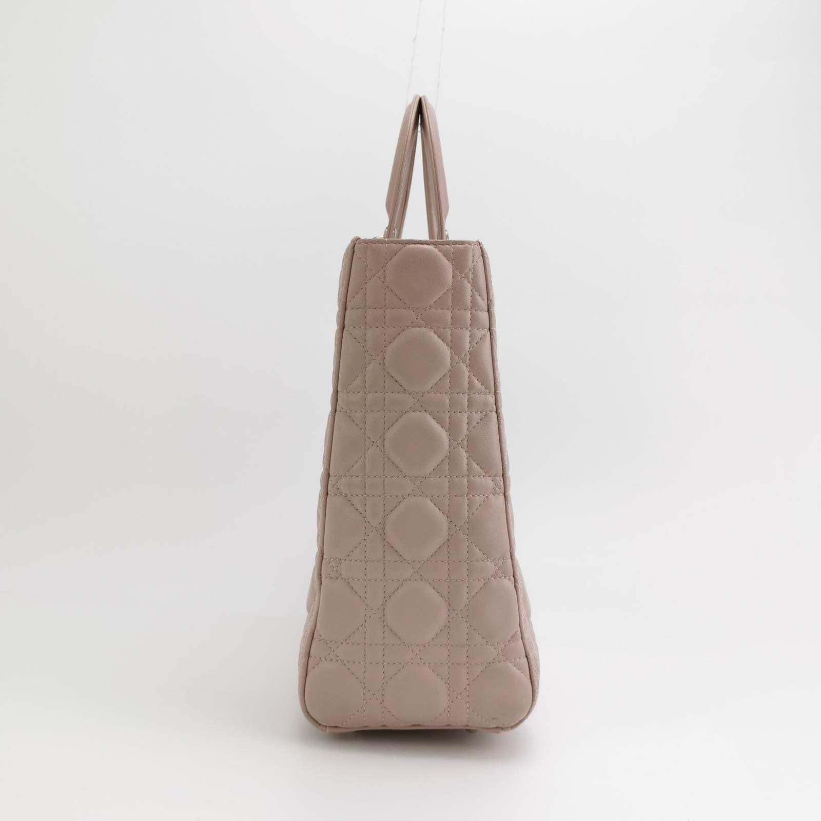 Brown Lady Dior 2012 Large Bag Pink Lambskin Cannage Leather For Sale