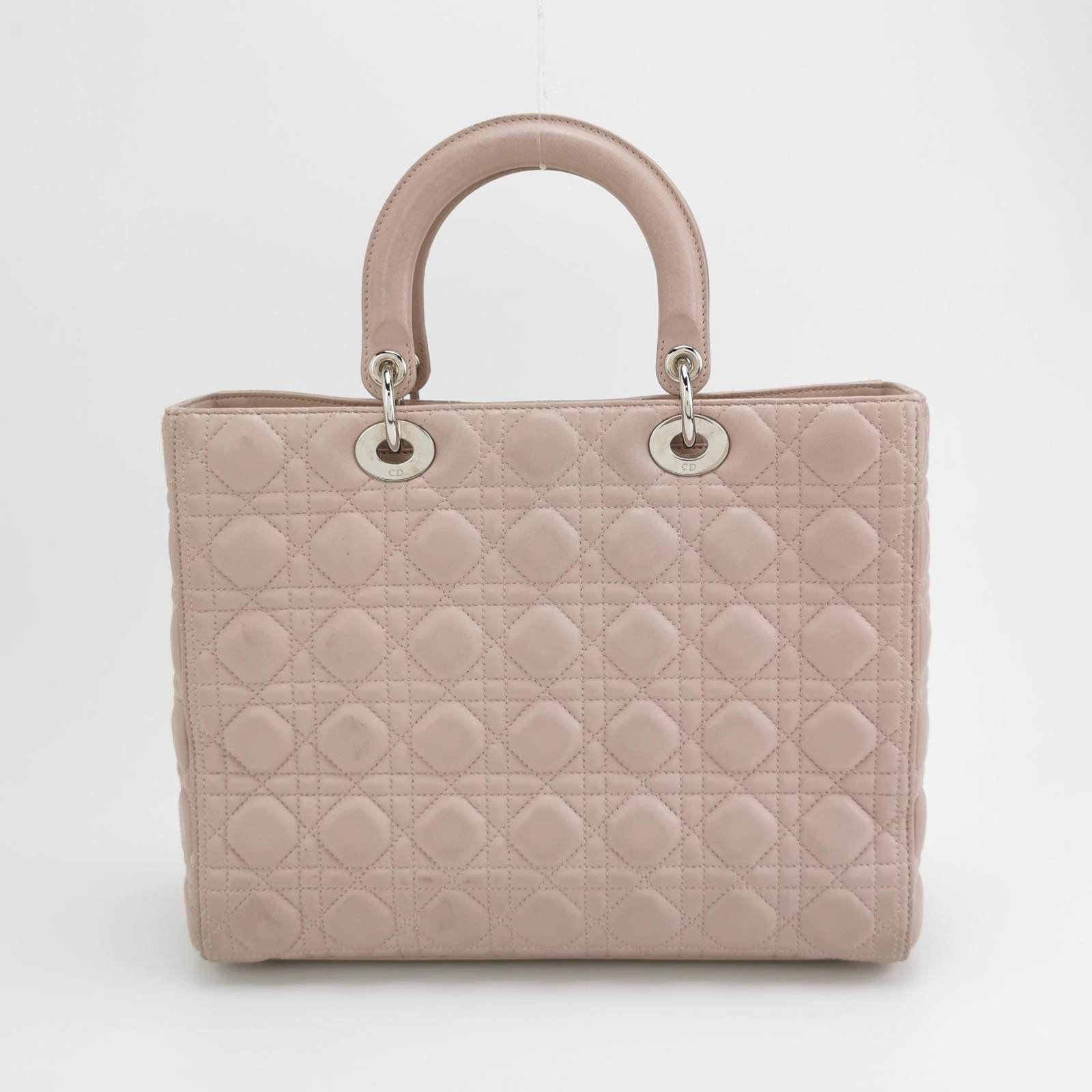Lady Dior 2012 Large Bag Pink Lambskin Cannage Leather For Sale 1
