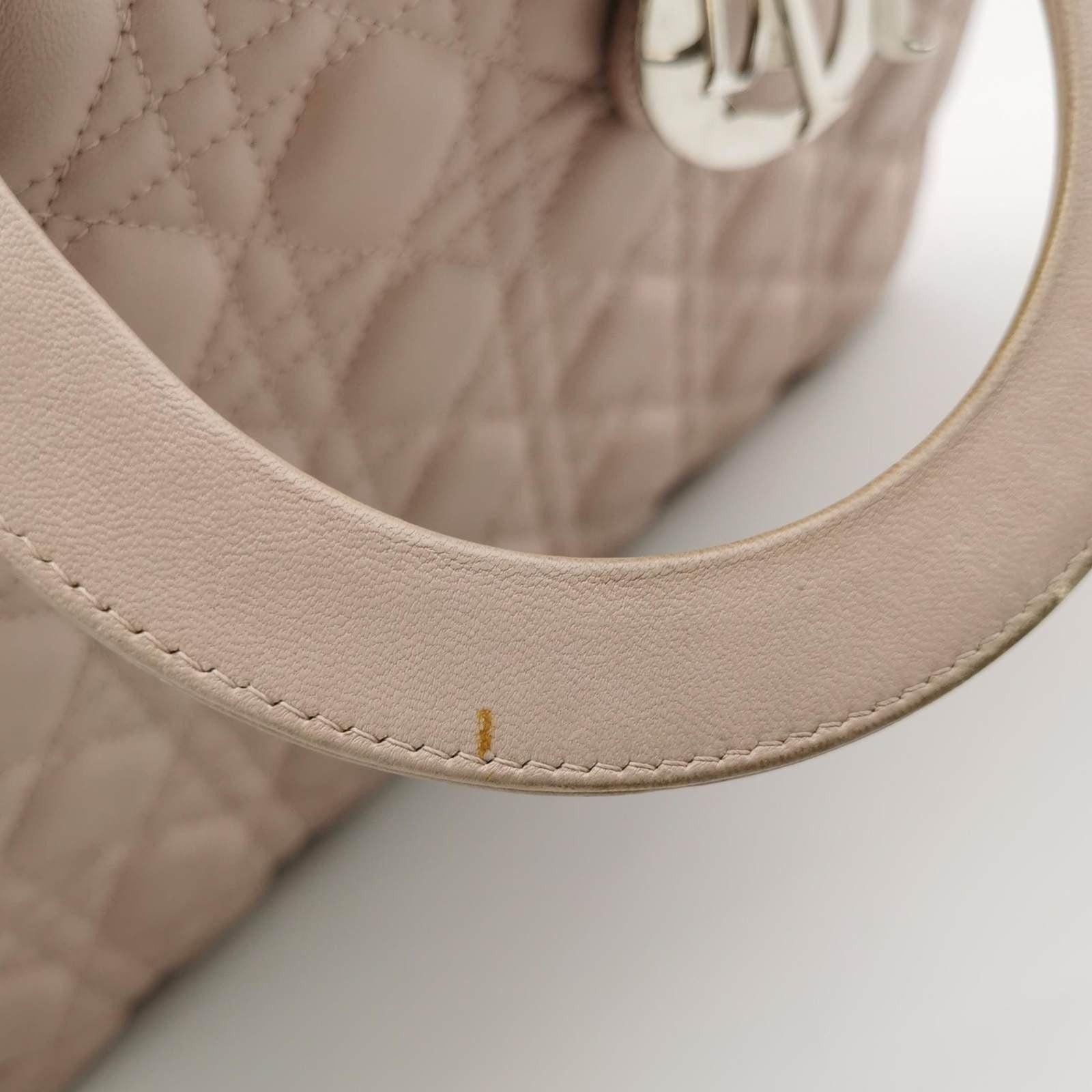 Lady Dior 2012 Large Bag Pink Lambskin Cannage Leather For Sale 2