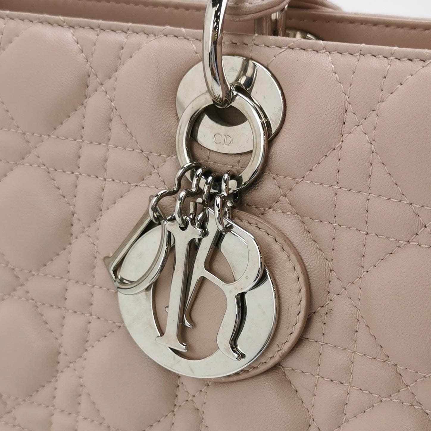 Lady Dior 2012 Large Bag Pink Lambskin Cannage Leather For Sale 3
