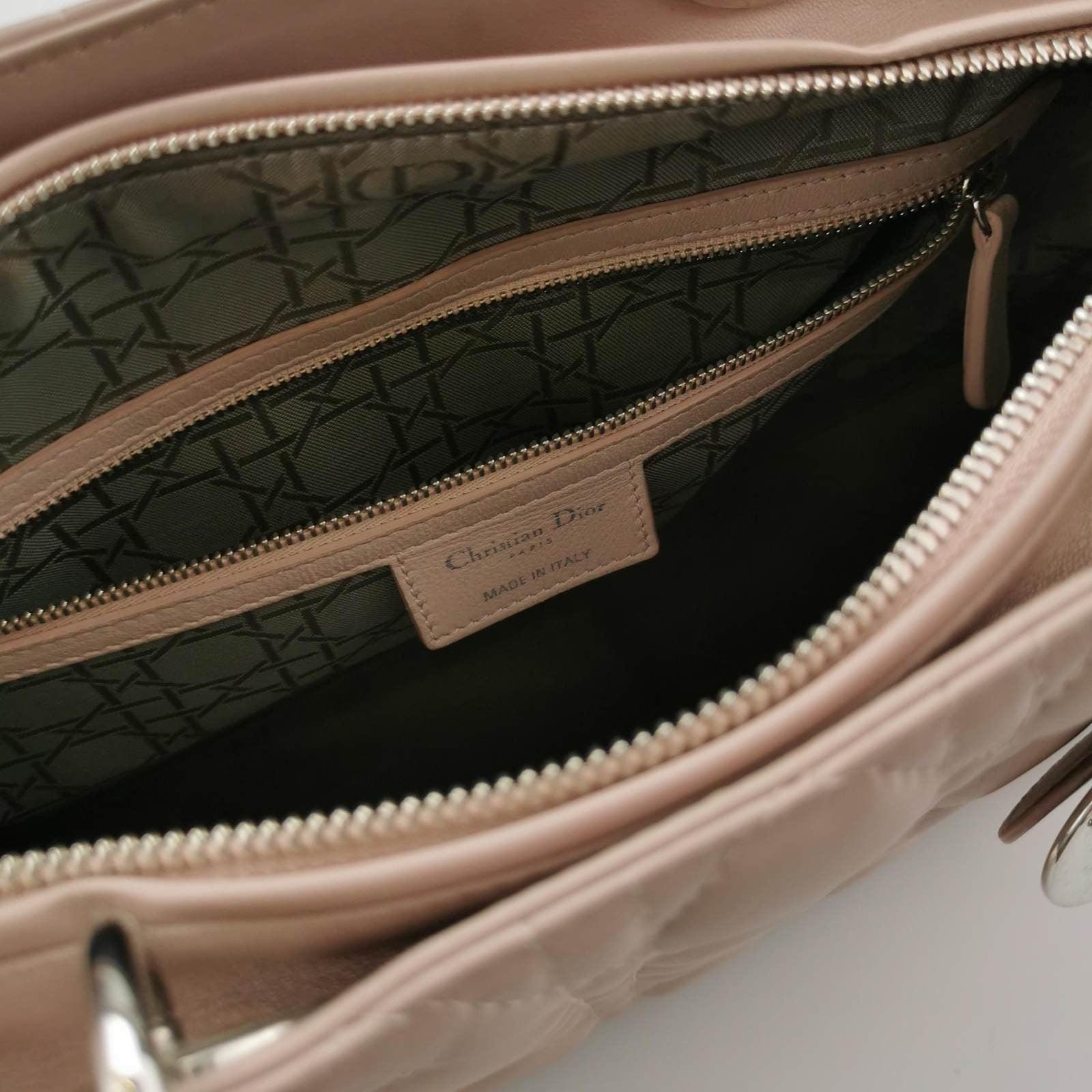 Lady Dior 2012 Large Bag Pink Lambskin Cannage Leather For Sale 4